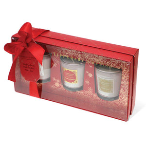 Tipperary Crystal Set of 3 Christmas Candles Set-Red
