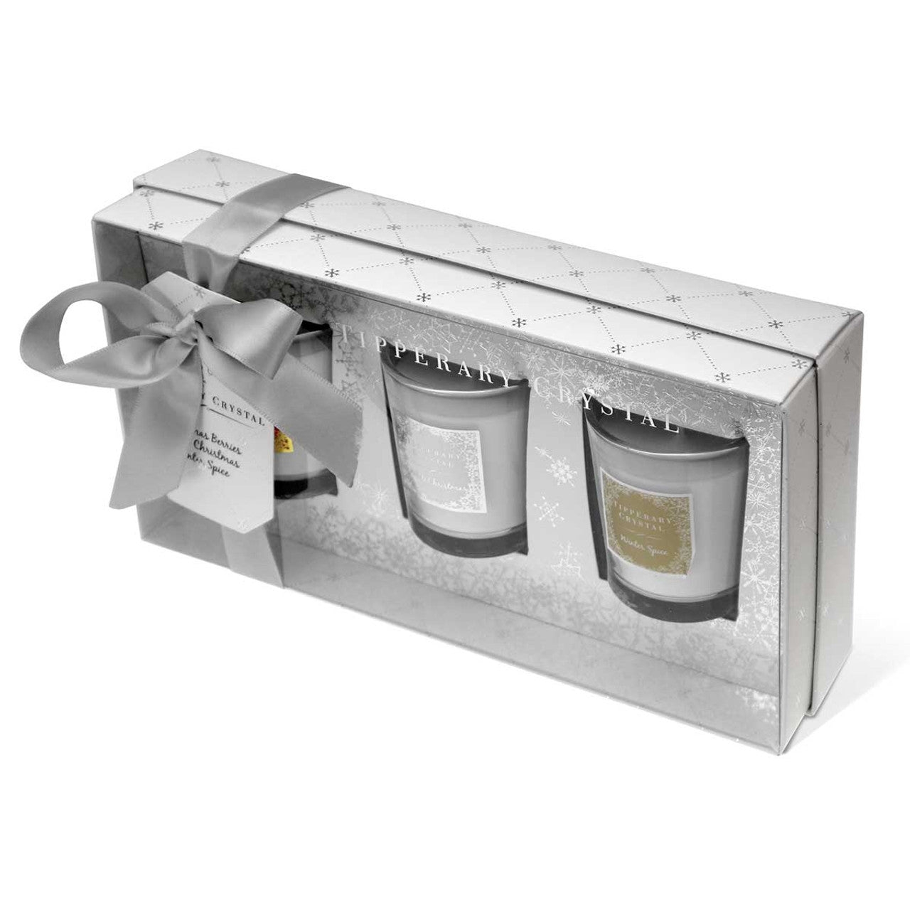 Tipperary Crystal Set of 3 Christmas Candles Set-White