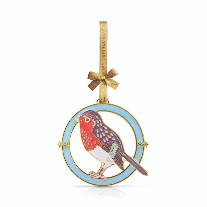 Tipperary Crystal Birdy Christmas Tree Decoration-Robin