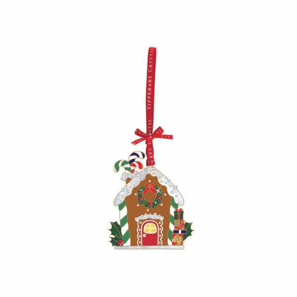 Tipperary Crystal Sparkle Gingerbread House with Wreath Decoration