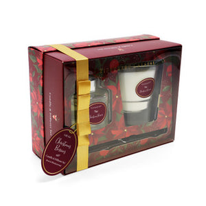 Tipperary Crystal Poinsettia Christmas Berries Candle and Diffuser Set
