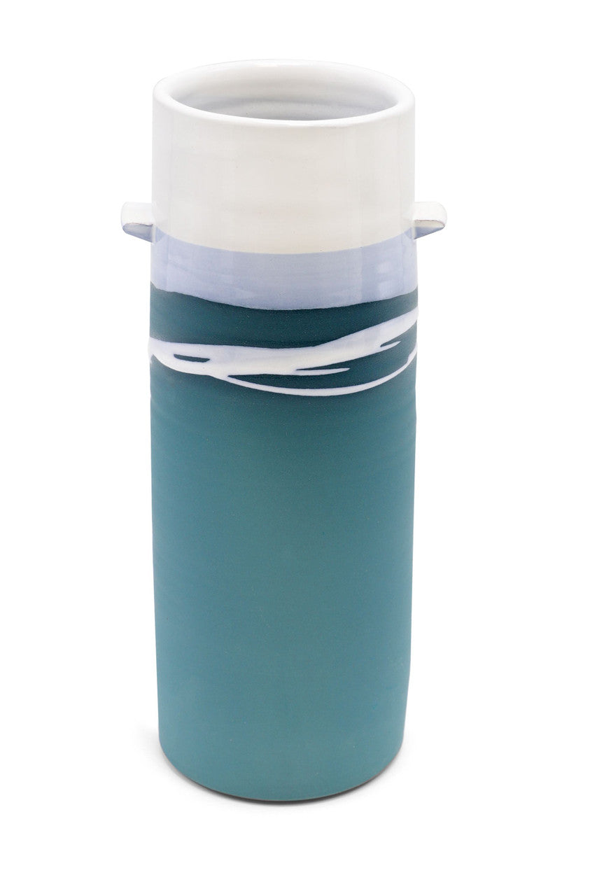 Paul Maloney Pottery Large Cylinder Vase Teal