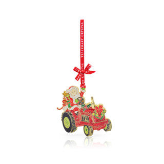 Tipperary Crystal Santa Tractor Sparkle Christmas Decoration