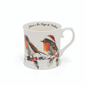 Tipperary Crystal  Christmas Robins S/2 Tankards - NEW 2025