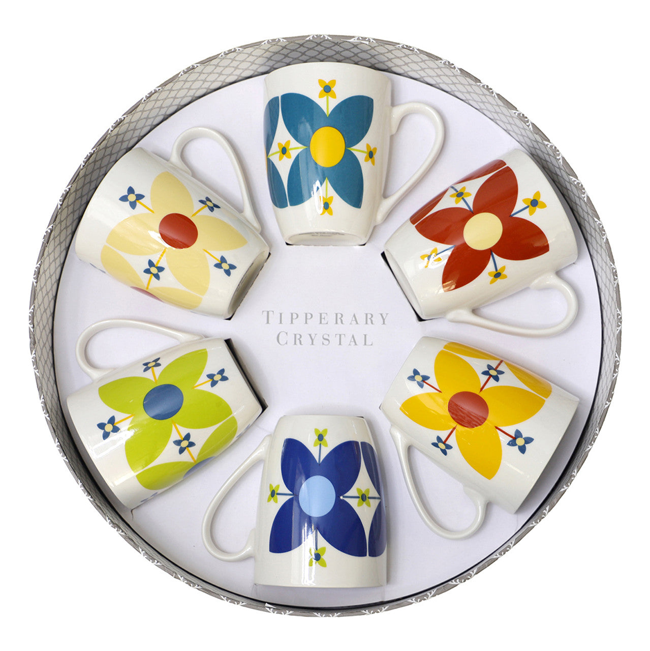 Tipperary Crystal Star Flowers Set of 6 Mugs