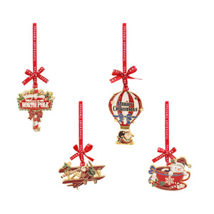 Tipperary Crystal Sparkle S/4 Christmas Decorations (North Pole, Teacup, Biplane, Balloon Sleigh) -New 2025