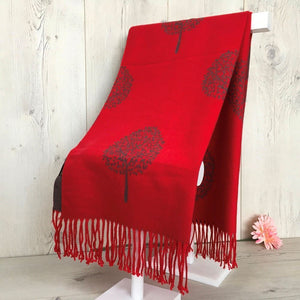 Reevo Accessories Tree of Life Design Scarf -Red