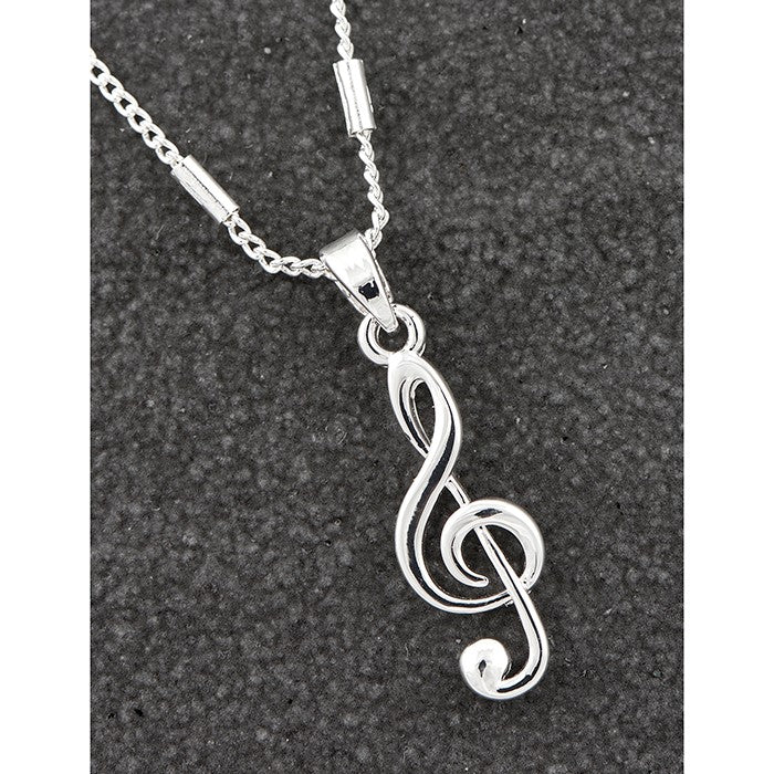 Equilibrium Music Treble Silver Pendant Contemporary Clef