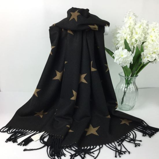 Reevo Accessories  Star Design Scarf -Black & Camel