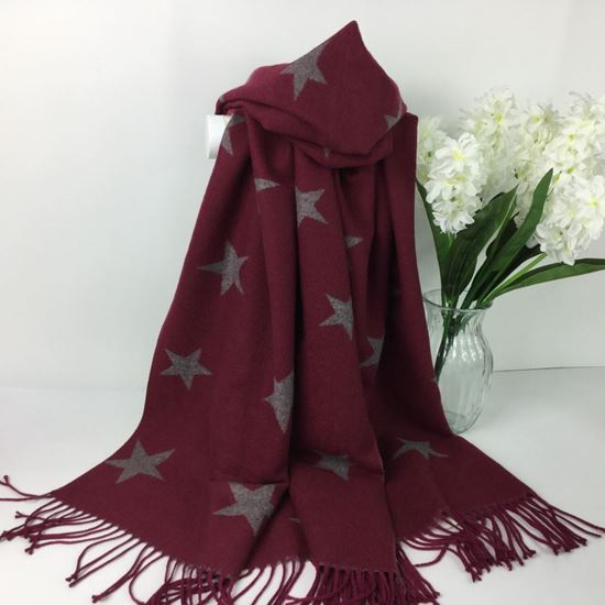 Reevo Accessories  Star Design Scarf -Burgundy