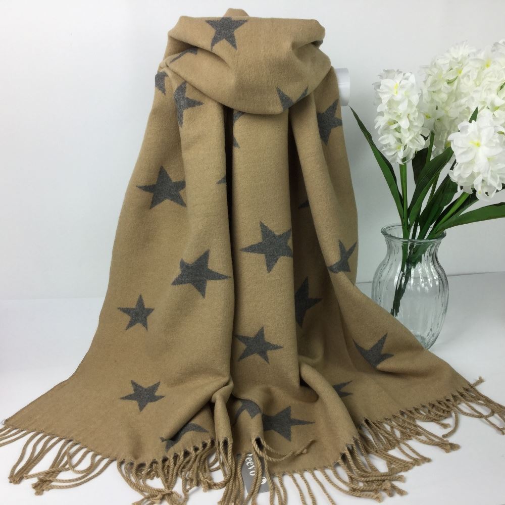 Reevo Accessories  Star Design Scarf -Camel