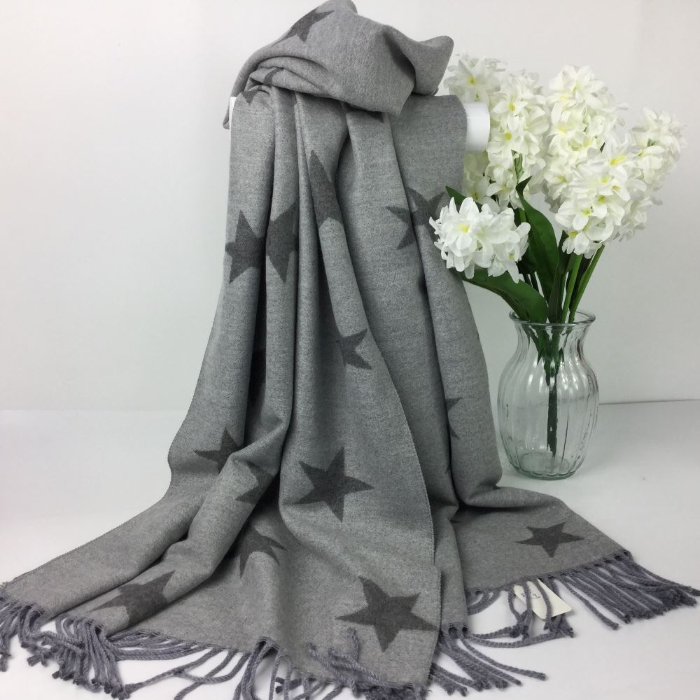 Reevo Accessories  Star Design Scarf -Grey