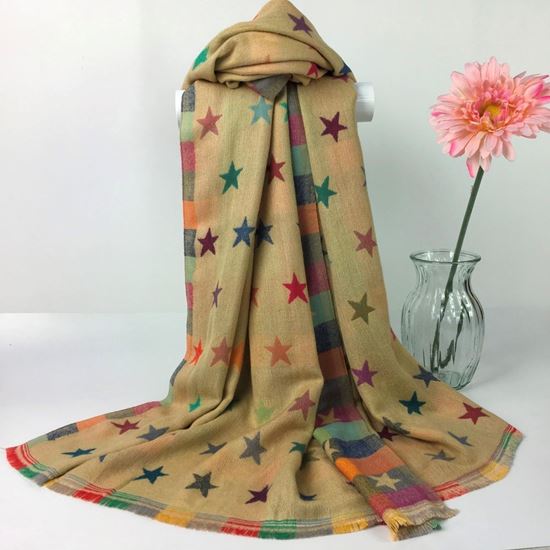 Reevo Accessories Star  Design Scarf -Beige