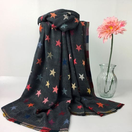 Reevo Accessories Star  Design Scarf -Dark Grey