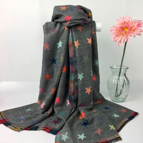 Reevo Accessories Star  Design Scarf -Light Grey
