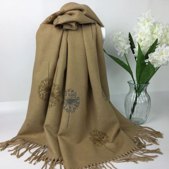 Reevo Accessories Dandelion Design Scarf -Camel