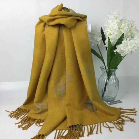 Reevo Accessories Dandelion Design Scarf -Mustard