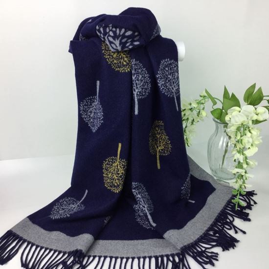 Reevo Accessories Tree of Life Design Scarf -Navy