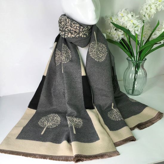 Reevo Accessories Tree Design Scarf -Grey & Beige