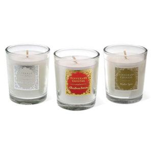 Tipperary Crystal Set of 3 Christmas Candles Set-White