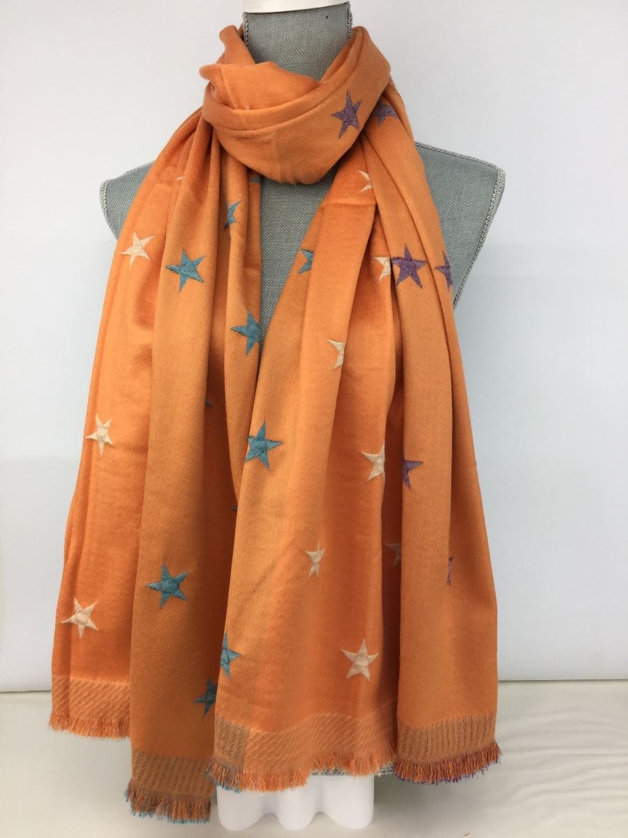Reevo Accessories Star Design Scarf -Orange