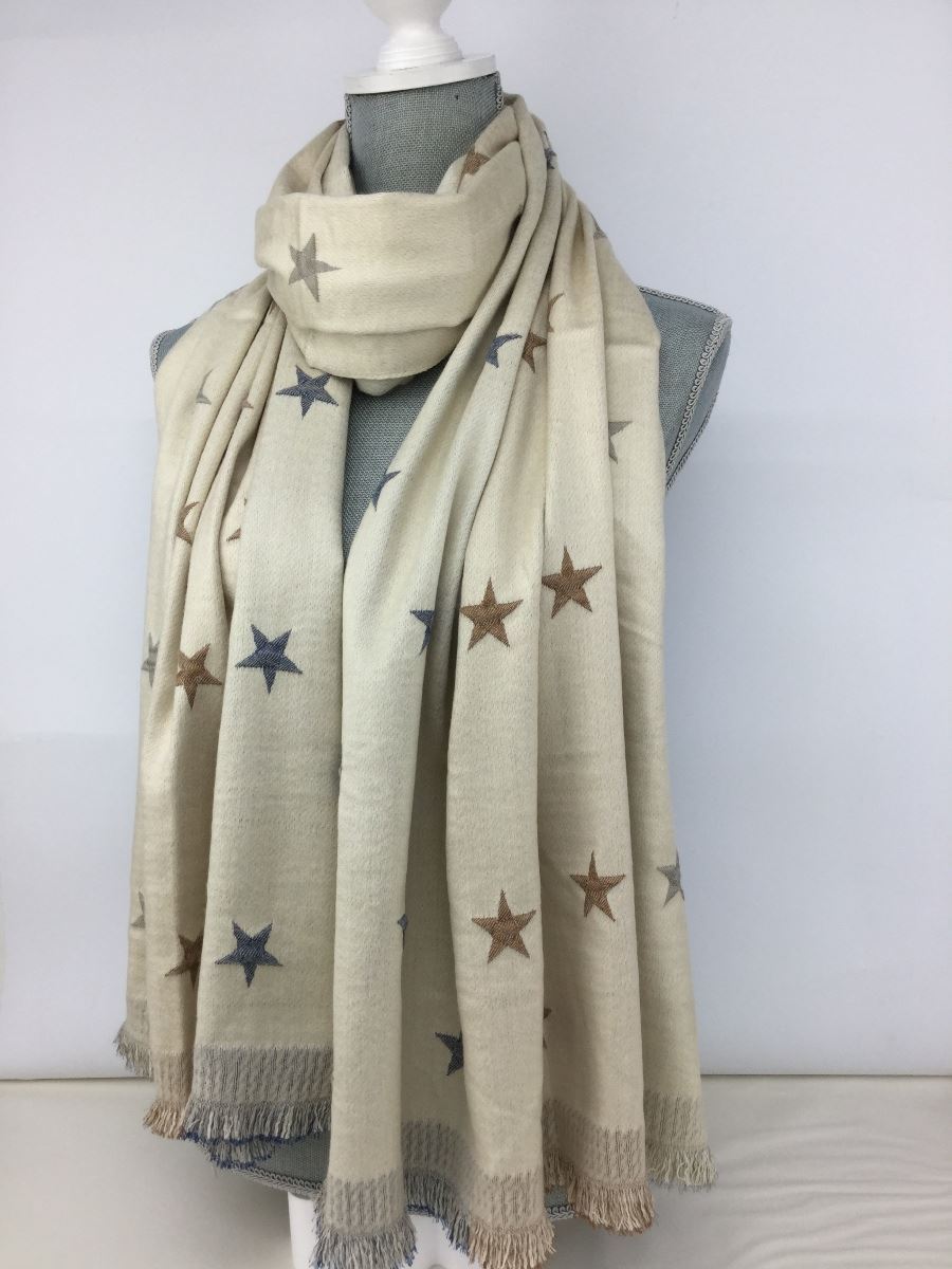 Reevo Accessories Star Design Scarf -Beige