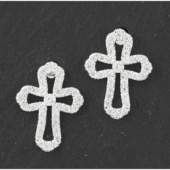 Equilibrium Jewellery Cross Silver Plated Earrings