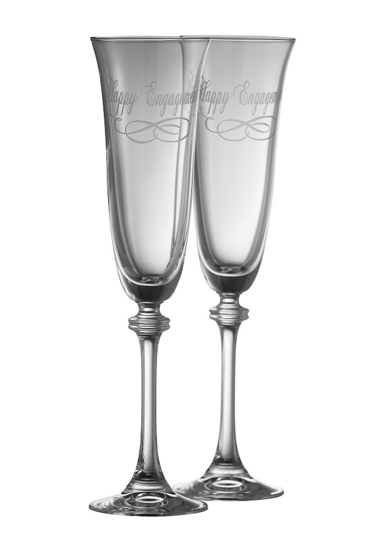 Galway Crystal Liberty Happy Engagement S/2 Flute