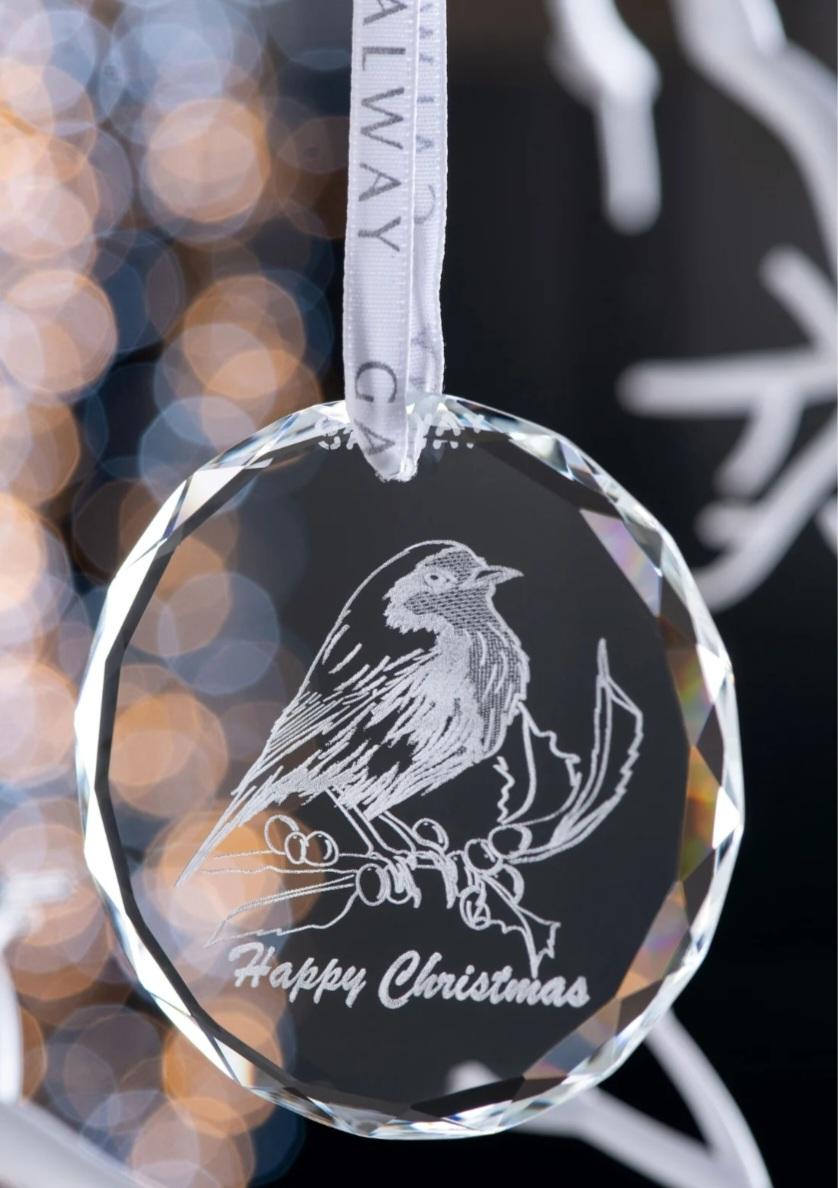 Galway Crystal Robin Round Ornament