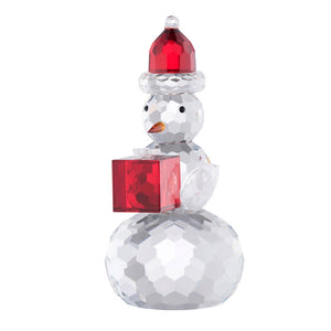 Galway Crystal Gem Snowman with Red Hat and Gift Box