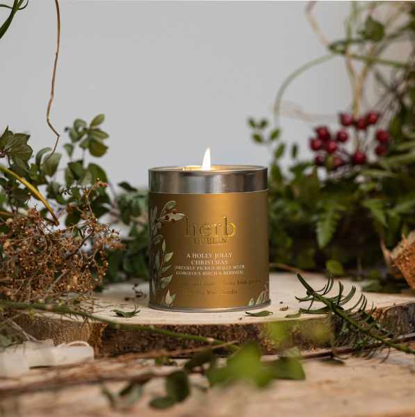 Irish Botanicals-Herb Dublin Holly Jolly Tin Candle