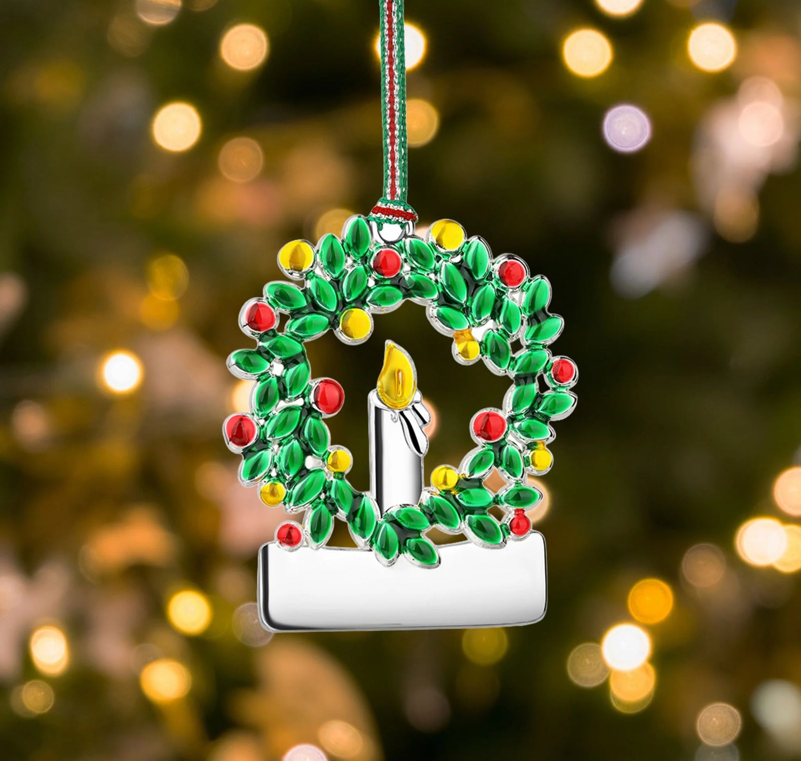 Newbridge Silverware Wreath with Candle Christmas Tree Decoration -New 2026