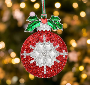 Newbridge Silverware Clear and Red Stone  Bauble Christmas Tree Decoration -New 2026