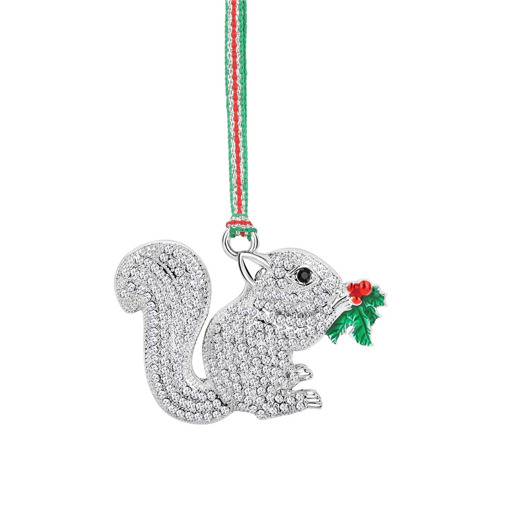 Newbridge Silverware Squirrel with Holly Christmas Tree Decoration