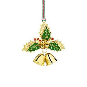 Newbridge Silverware Gold Plated Holly Bells Christmas Tree Decoration  -New 2025