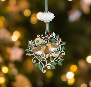 Newbridge Silverware Winter Robins Christmas Tree Decoration -New 2026