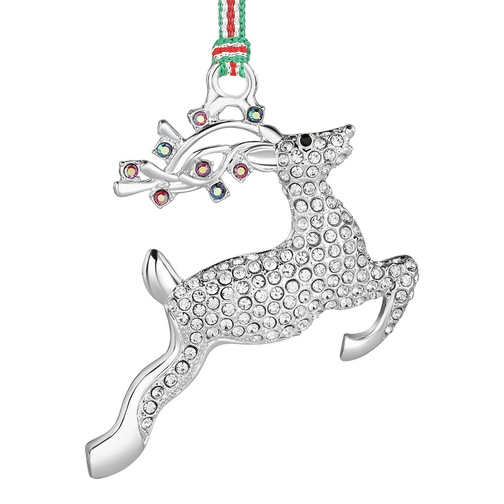 Newbridge Silverware Reindeer with Clear and Ab stone Christmas Tree Hanging Decoration-New 2024