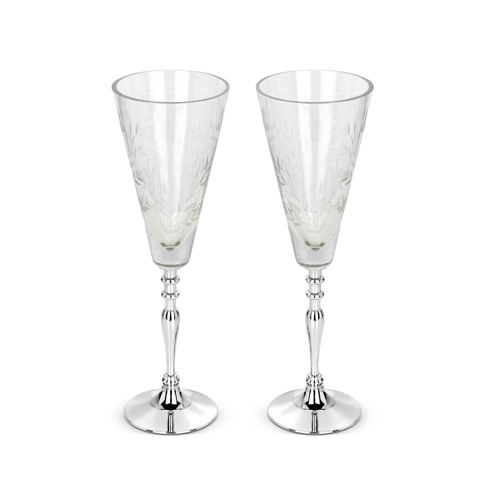 Newbridge Silverware Ornate Cut Glass Champagne Glass Set Of 2