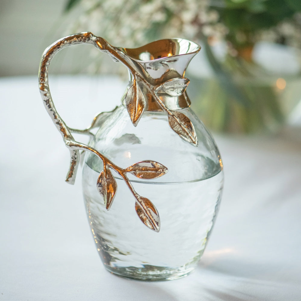 Newbridge Silverware Glass Jug With Leaf Handle