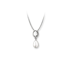 Newbridge Silverware Pearl Drop Pendant with Clear Stone