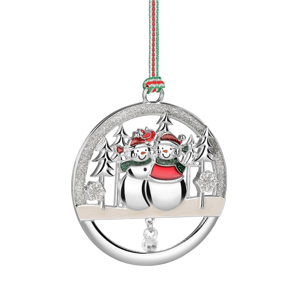 Newbridge Silverware Snowman Couple Round Christmas Tree Decoration-New 2024