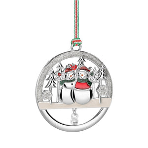 Newbridge Silverware Snowman Couple Round Christmas Tree Decoration-New 2024