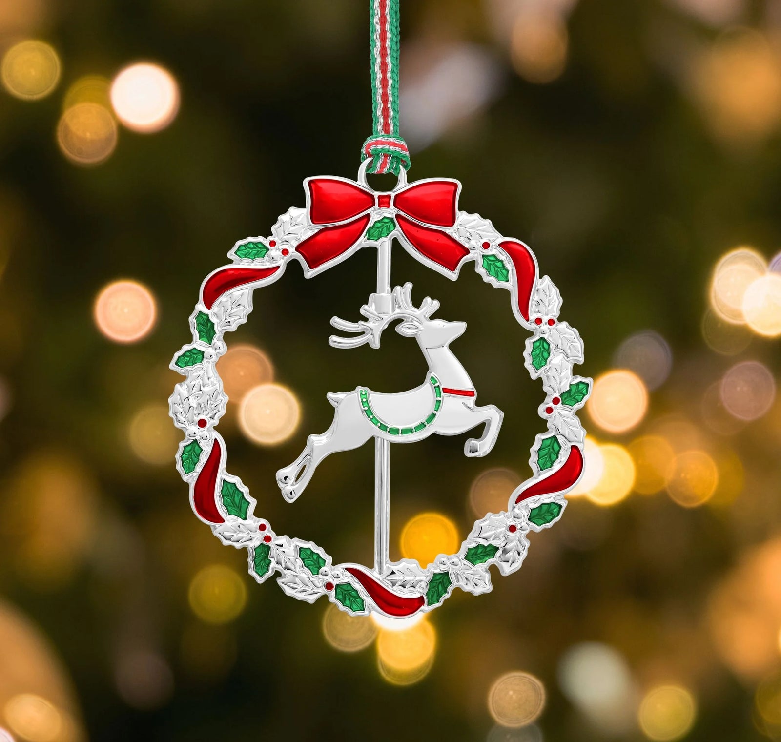 Newbridge Silverware Reindeer Wreath Christmas Tree Decoration -New 2026