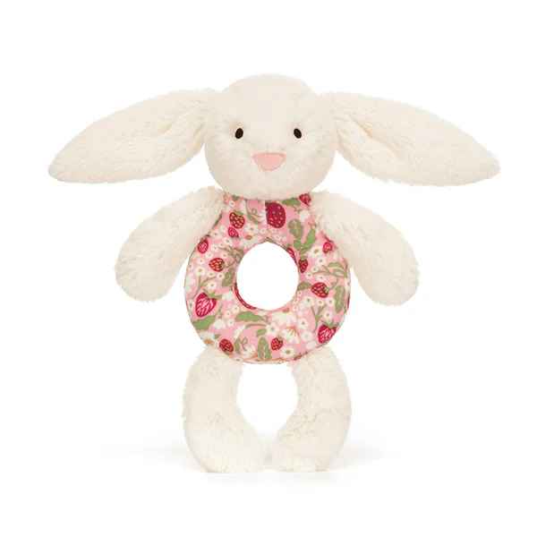 Jellycat Blossom Cream  Bunny Berry Ring Rattle