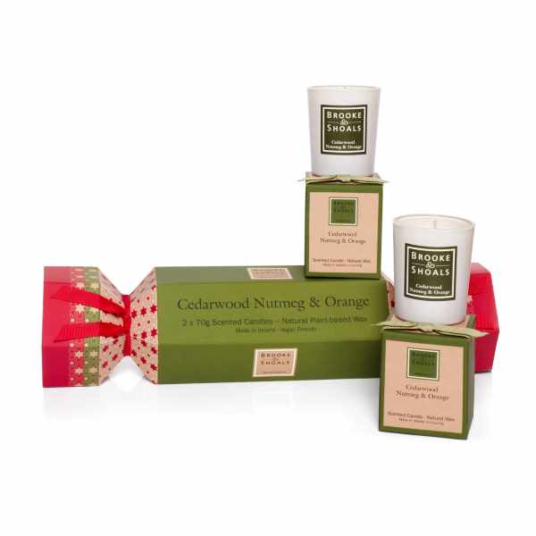 Brooke and Shoals Christmas Cracker - Cedarwood, Nutmeg and Orange Candles