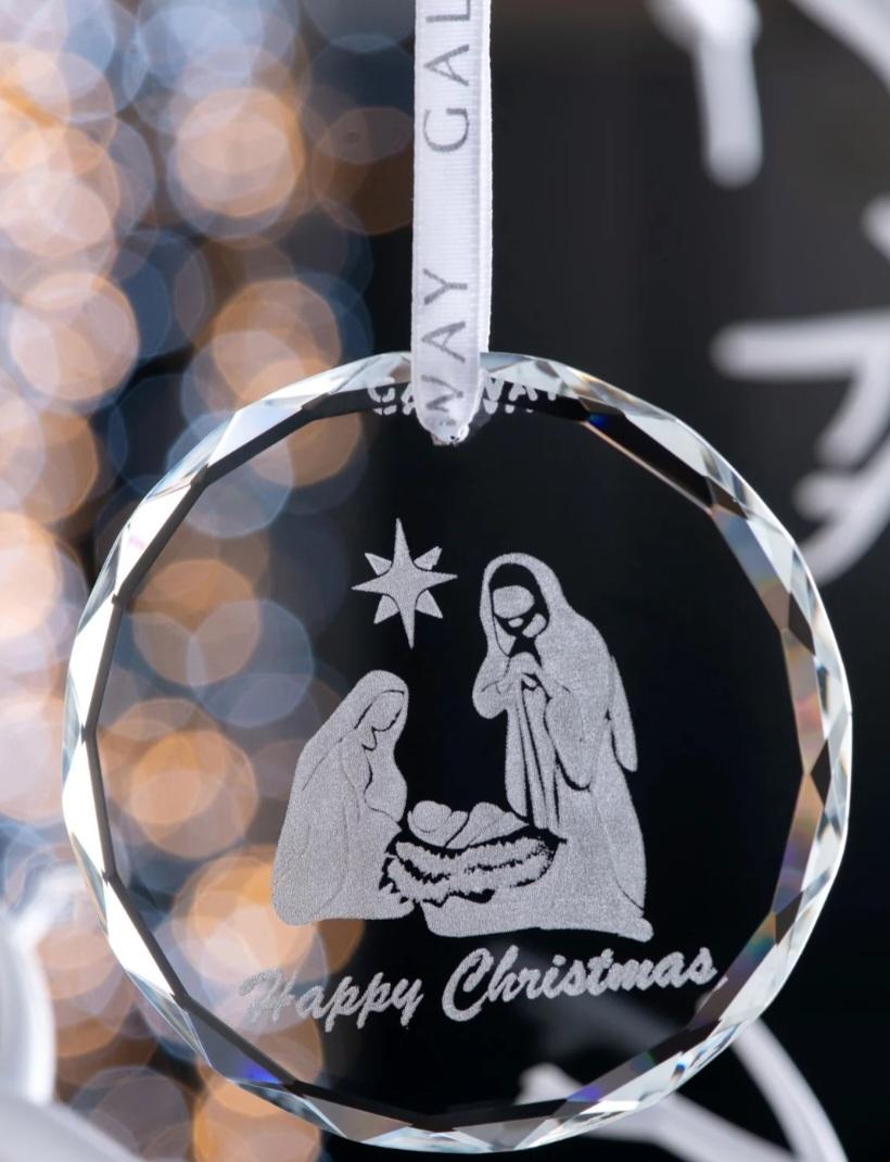 Galway Crystal Nativity Round Ornament