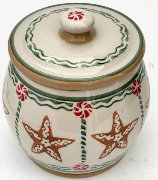 Nicholas Mosse Small Round Lidded Storage Jar Ginger Bread Star Christmas 2024
