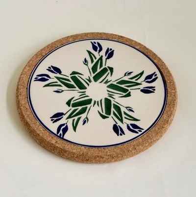 Nicholas Mosse Pottery Blue Blooms Round Trivet