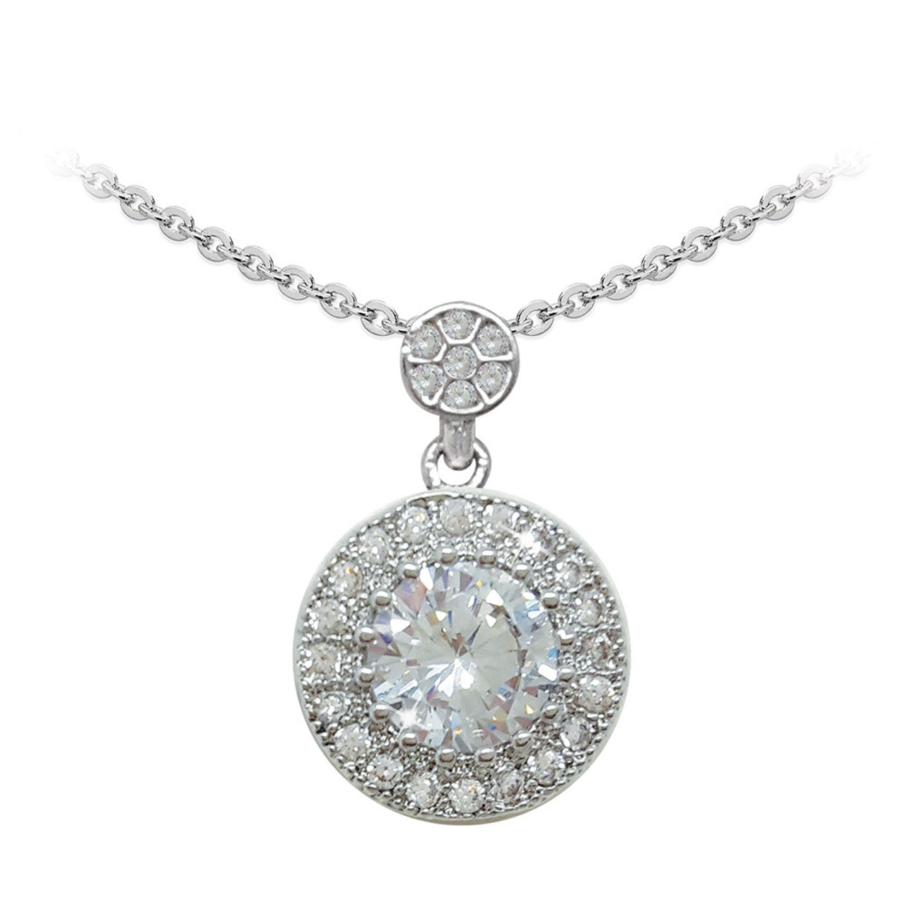 Tipperary Crystal Silver Round  Pave Pendant