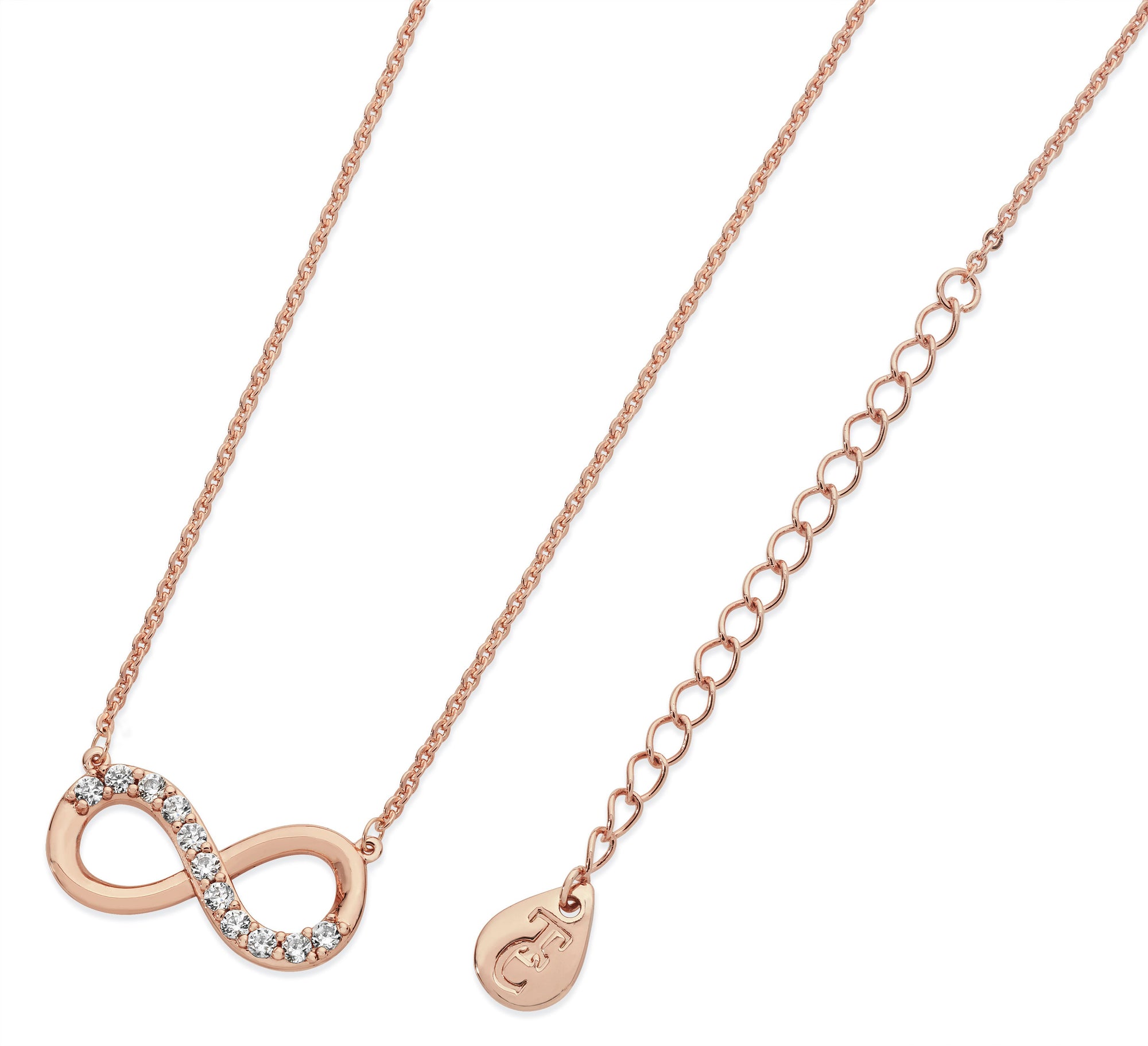 Tipperary Crystal Part Stone Set Infinity Rose Gold